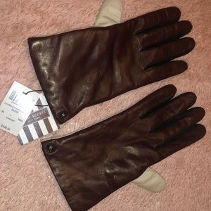 Henri Bendel Womens 8 Burgandy leather gloves